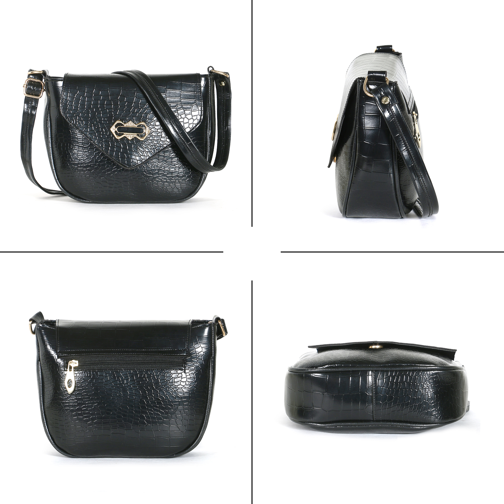 Sling Croco Black Bag